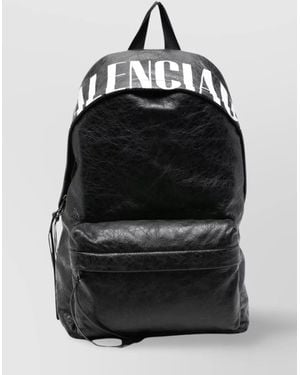 Balenciaga Structured Backpack With Top Handle And Front Zip Pocket - Black