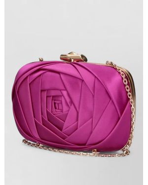 Roger Vivier Shoulder Clutch Bag Chain Strap Satin - Pink