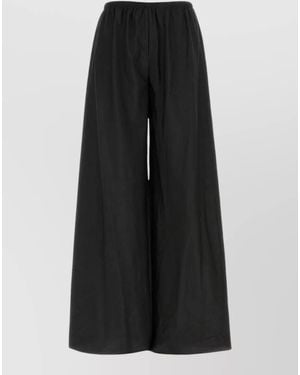 The Row Silk Gala Wide Leg Lounge Pant - Black