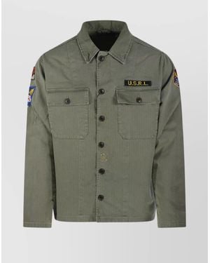 Ralph Lauren Collared Front Pockets Long Sleeves Patchwork - Green