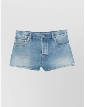 Gucci Faded Effect Cotton Denim Shorts - Blue