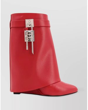 Givenchy Leather Ankle Boots With Wedge Heels And Padlocks - Red