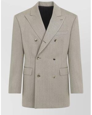Celine Wool Double-Breasted Coat - Grey