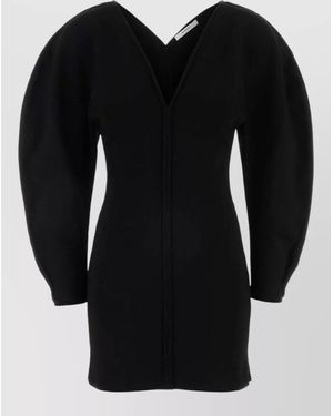 Givenchy Stretch Cocoon Mini Dress V Neckline - Black