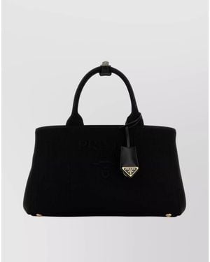 Prada Canvas Shoulder Bag - Black