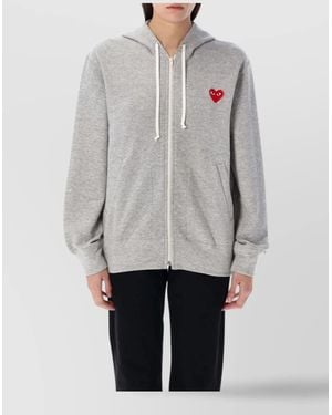 COMME DES GARÇONS PLAY Heart Zip Hoodi Back Print - Gray