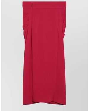 Valentino High Waist Maxi Length Pleated Pants - Red