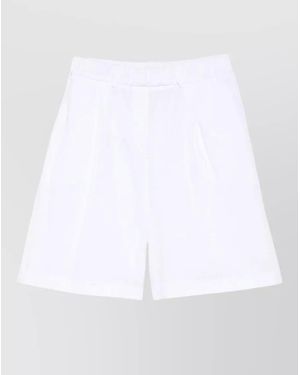 Via Masini 80 Cotton Bermuda Shorts Knee Length Pleated - White