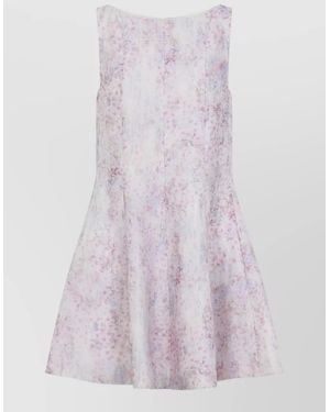 Alberta Ferretti Organza Mini Dress Flared Skirt Floral - Pink