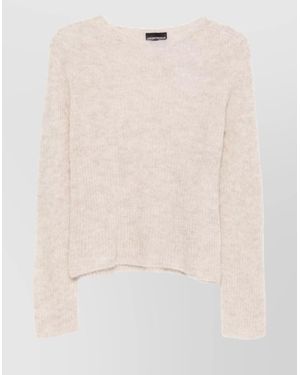 Emporio Armani Soft Knitwear Long Sleeve Round Neck - Natural