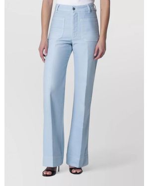 Victoria Beckham Cotton Flared Trousers - Blue