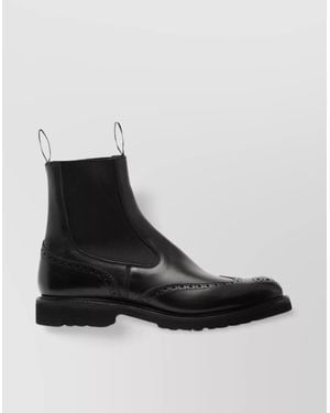 Tricker's Leather Brogue Country Boots - Black