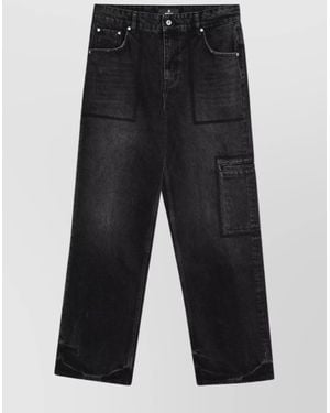 Represent Straight Leg Denim Pants With Pockets - Black
