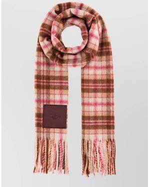 Chloé Embroidered Checked Cashmere Scarf