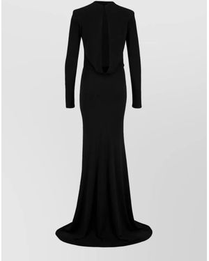 Tom Ford Crepe-Effect Long-Sleeve Cutout Maxi Dress - Black