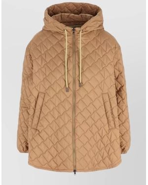 Herno A Line Down Jacket Hood And Pockets - Natural