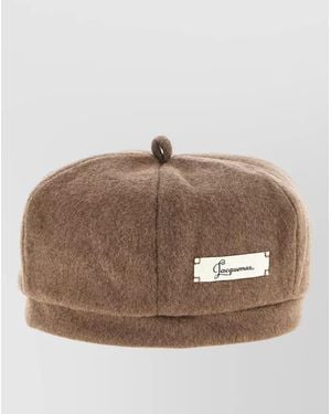Jacquemus Virgin Wool Panelled Beret - Brown