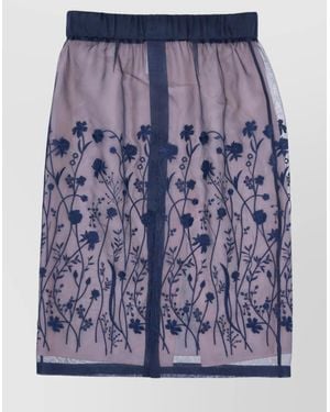 P.A.R.O.S.H. Silk Embroidered A-Line Skirt - Blue