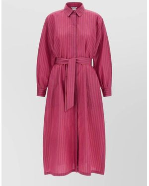 Max Mara Mxmlord Dress Striped Long Belted Waist - Pink