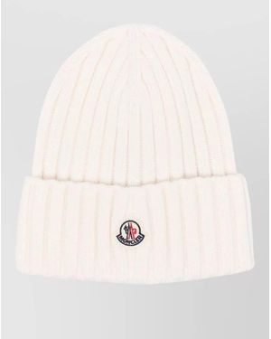 Moncler Ribbed Cuff Lightweight Hat Versatile Fit - Natural