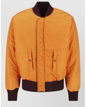 Alpha Industries Quilted Color Block Coat Ribbed Cuffs - Orange