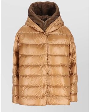 Herno Hooded Quilted Zip Puffer Coat - Brown