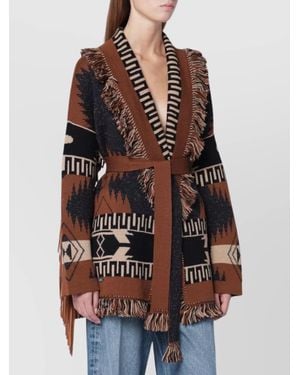 Alanui Jacquard Cardigan With Belted Waist And Fringe - Multicolour