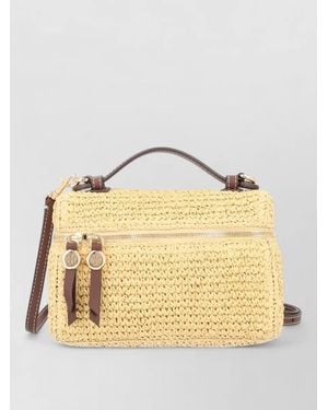 Tory Burch Woven Crossbody Bag Top Handle Strap - Metallic