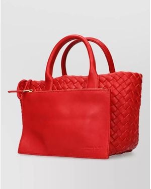 Bottega Veneta Cabat Mini Leather Tote Bag - Red