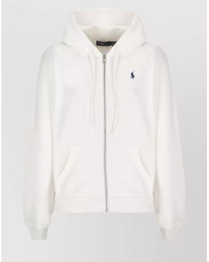 Ralph Lauren Jersey Hooded Zip-Up Sweatshirt - Natural