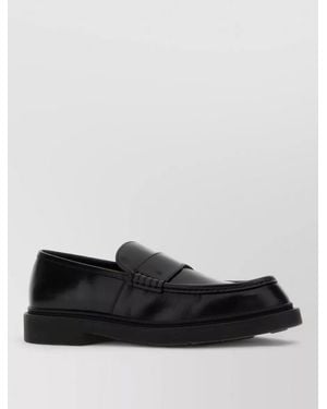 Jil Sander Leather Penny Loafers Round Toe Strap - White