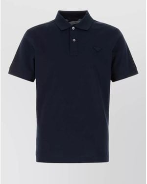 Prada Piquet Polo Shirt Short Sleeves Collar - Blue