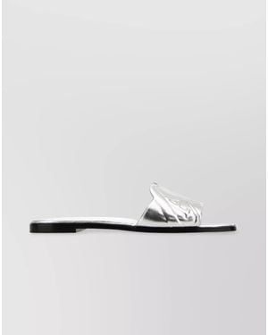 McQueen Leather Flat Sandals - White