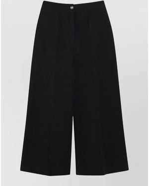 Loro Piana Wide Leg Trousers Pleated Front Pockets - Black