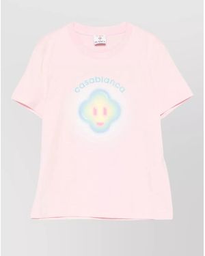 CASABLANCA Logo Crew Neck T Shirt Graphic - Pink
