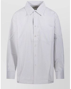 DUNST Oversized Striped Shirt - White
