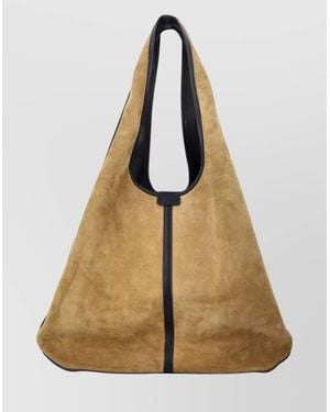 Soeur Soft Suede Tote Bag With Contrast Trim - Natural