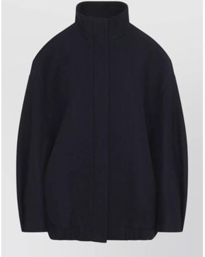 Dries Van Noten Voles Wool Blend Structured Collar Jacket - Blue