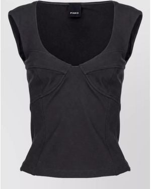 Pinko Sleeveless Square-Neck Top - Black