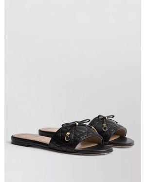 Dior Sandals Open Toe Flat Sole Hardware - Black
