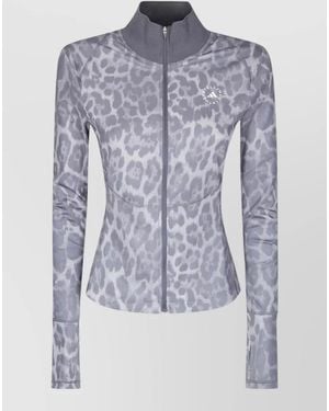adidas By Stella McCartney Leopard-Print Long-Sleeve Zip-Up Jacket - Blue
