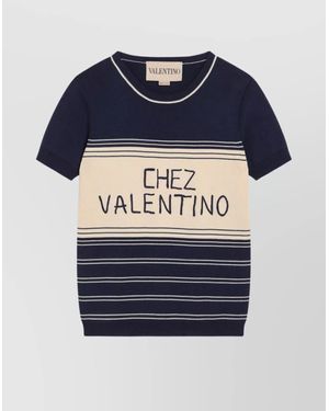 Valentino Ribbed Top Striped Pattern - Blue