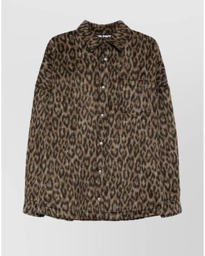 Palm Angels Classic Logo Animalier Overshirt - Brown