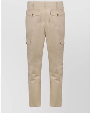Etro Straight Leg Pants Belt Loops Back Pockets - Natural