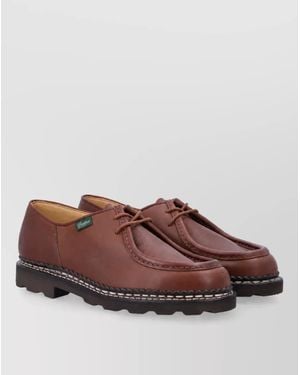 Paraboot Leather Lace-Up Loafers - Brown