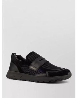 Prada Mesh Upper Sneakers Rubber Sole Design - Black