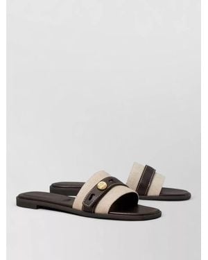 Tory Burch Slide Sandal Rubber Sole Button Straps - Multicolor