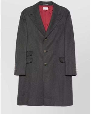 Brunello Cucinelli Coat Long Sleeves Flap Pockets - Gray