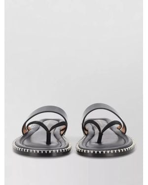 Dries Van Noten Leather Thong Sandal Open Toe Flat - Metallic