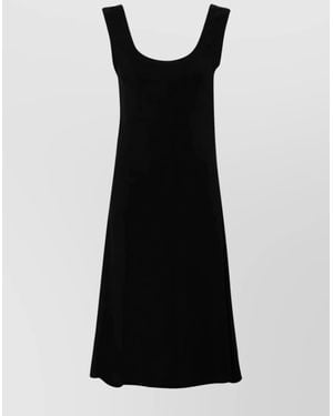Jil Sander Sleeveless Scoop Neck Midi Flared Dress - Black
